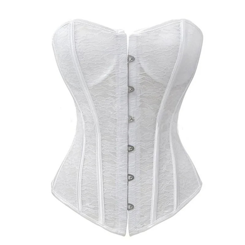 Women Corsets Bustiers Slim Sexy Corset Plus Size Transparent Floral Lace Body Shaper Overbust Corselet Black White Lingerie
