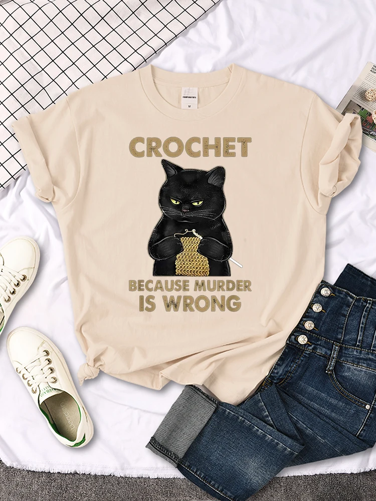 Crochet Because Murder Is Wrong Printing Female Tshirts Manga Summer T-shirt Summer Slim Tees Shirts Sports Slim Women T Shirts