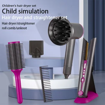 Pretend Play Hairdressing Hair Kid Toys Beauty Salon Set Electric Hair Dryer Combs Family Stylist Fun Toy Birthday Gift for Girl