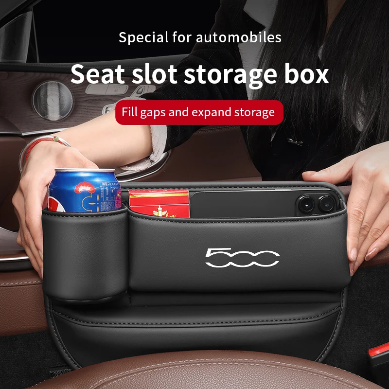 

Car Seat Gap Crevice Storage Box For Fiat 500 500l 500x 500e Abarth Cup Phone Key Pocket Bag Leather Auto Interior Accessories