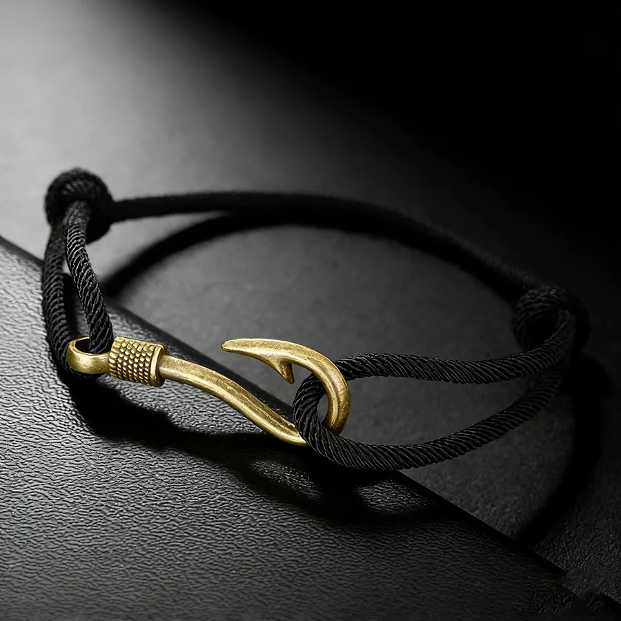 Vintage-Angelhaken-Armband für Herren, 10 Farben erhältlich, umweltfreundliches Material, Sport, schweißabsorbierendes Armband, verstellbar
