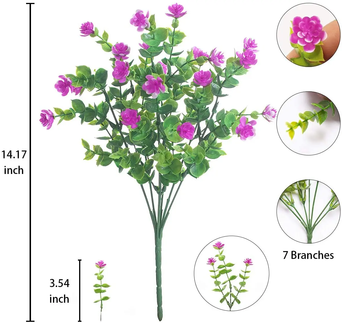 8 Bundles Outdoor Artificial Flowers Uv Resistant Shrubs Plants pink 激安正規品