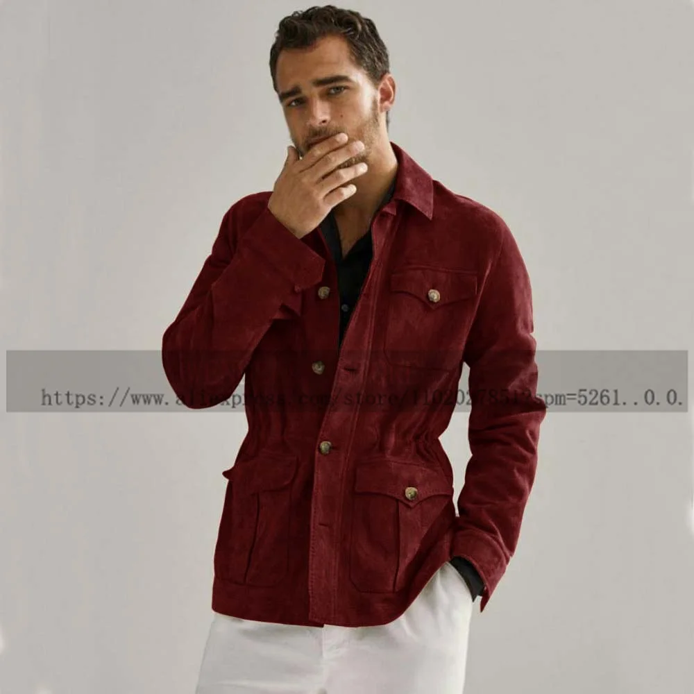 Racing Jackets for Men Slim Fit Suede Single-breasted Winter Men's Jackets Y2k Parkas Male Coat
