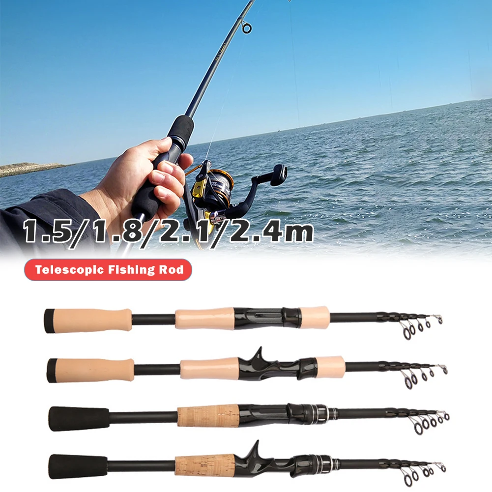 

1.5m/1.8m/2.1m/2.4m Spinning Fishing Rod Portable Telescopic Casting Rod Carp Rod Lure Bass Fishing Pole for Freshwater Fishing