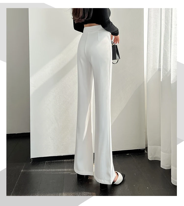 capri dress Split Big Button Women Trousers Korean Fashion Casual Office Lady Black Flare Pants Female High Waist Casual Straight Pants khaki pants