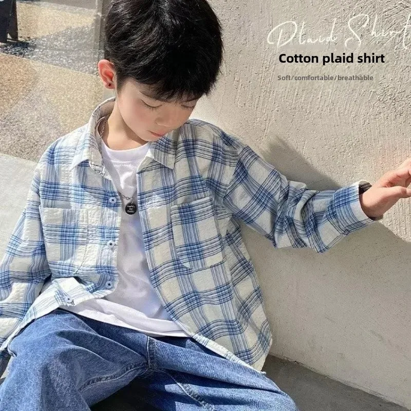 Loose Long Sleeve Boys Shirt Spring Autumn Style Baby Clothing Japanese Design Loose Fit Children's Fashionable Top