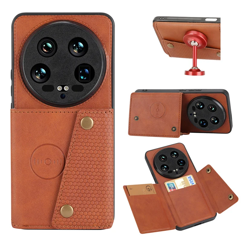 Luxury PU Leather Wallet Case with Magnetic Card Holder for Smartphone - Back Cover