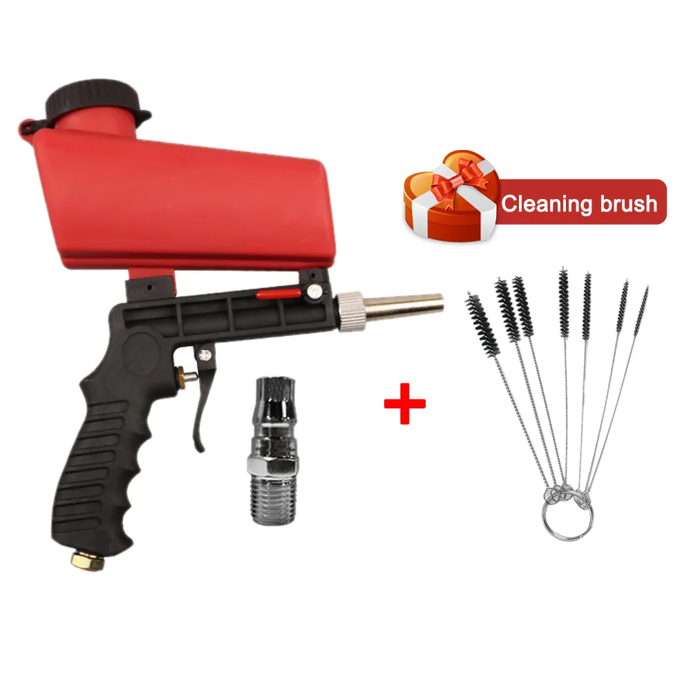 Adjustable Sandblasting Gun 90 Psi Portable Sand Blaster Paint Spray Machine Gravity Pneumatic Small Handheld Blasting Gun Set best dual action polisher Power Tools