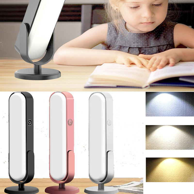 3 Color Dimming Touch Reading Book LED Desk Lamp USB Rechargeable Table Lamp Computer Study Office Night Light for Bedroom