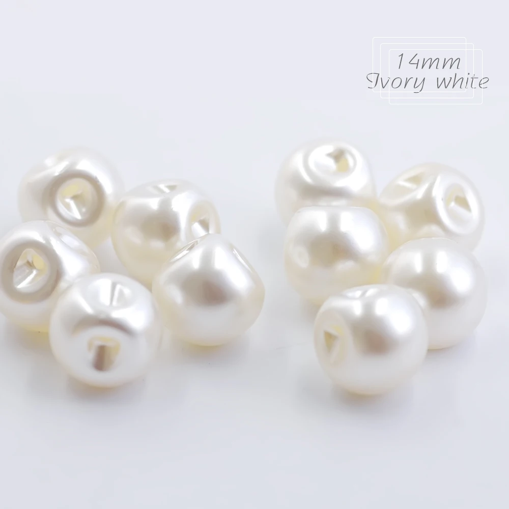 Hisenlee 6 Size Sewing Buttons Side Hole Round Plastic Pearl Buttons 6mm 8mm 9mm 10mm 12mm 14mm White/Ivory Accessories 100Pcs 6