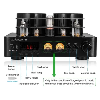 Douk Audio HiFi Hybird Stereo Valve Tube Amplifier Bluetooth 5.0 Audio Receiver COAX / OPT Power Amp USB Player 2
