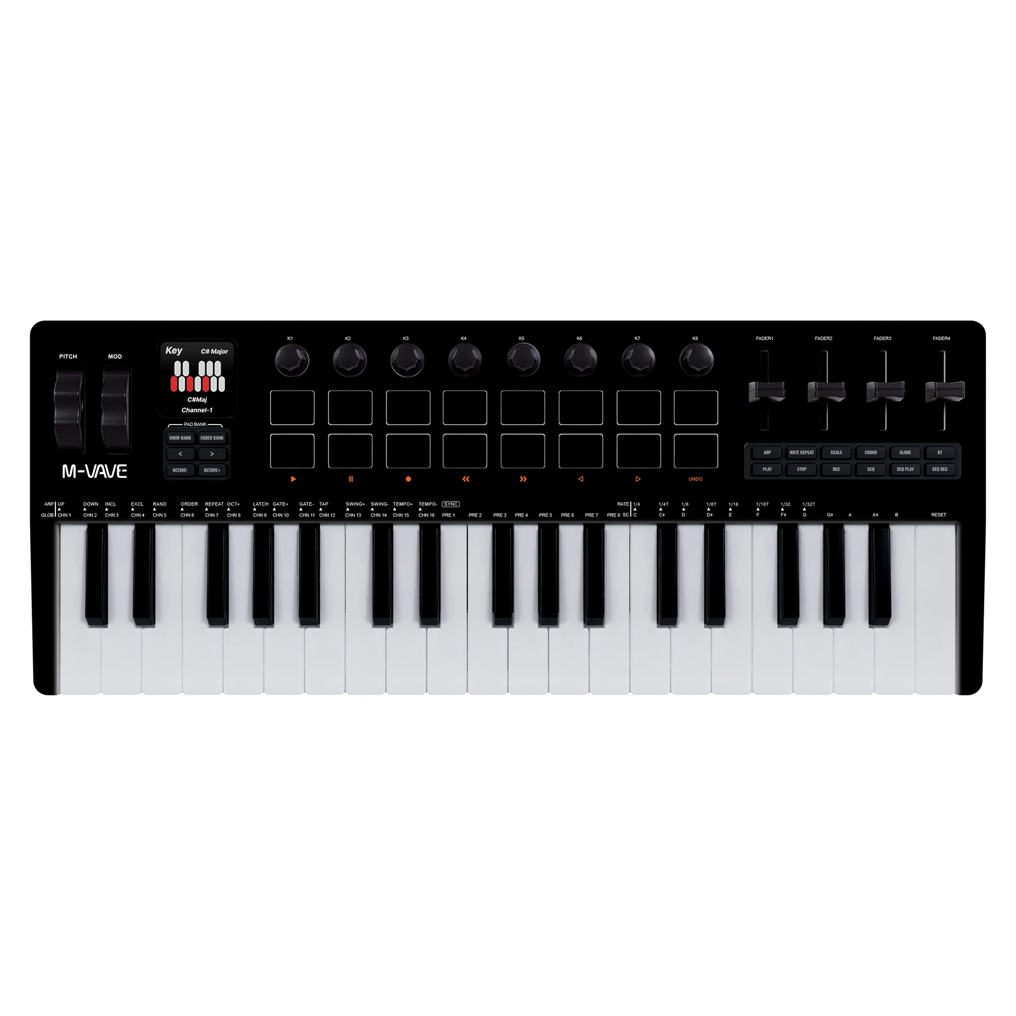 M-VAVE SMK-37 PRO 37 key MIDI Keyboard 16 RGB Backlit Pads 3