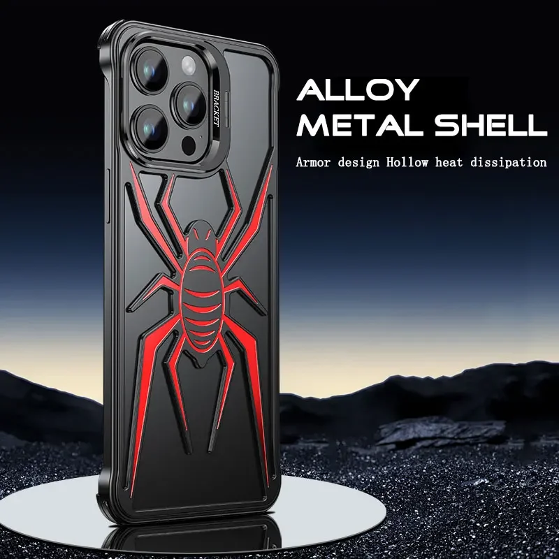 High quality heat-dissipating metal frameless phone case for iPhone 14 13 15 Pro Max ring frame aluminum shell shock cover