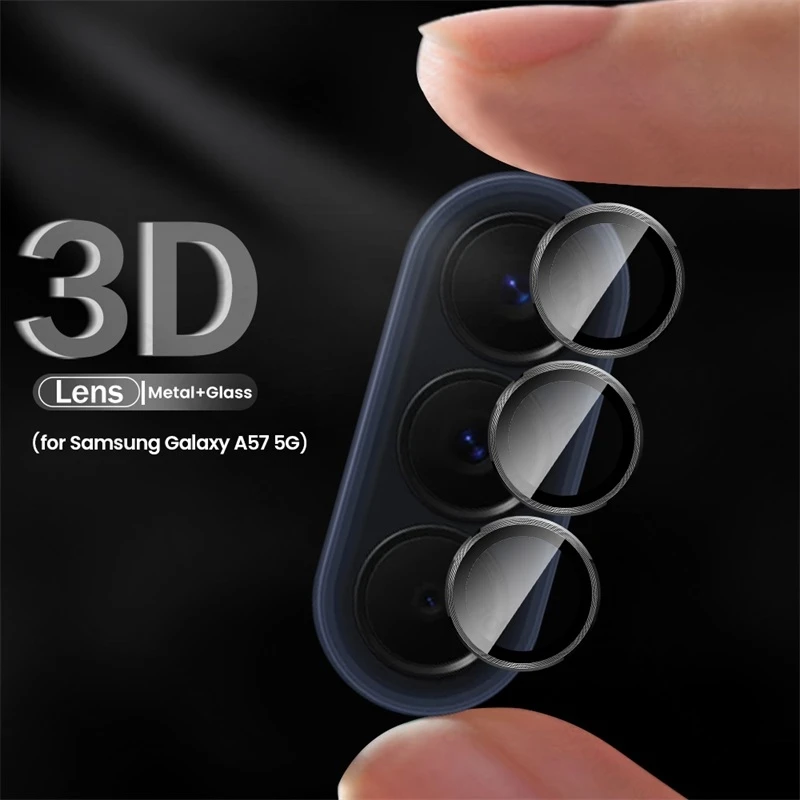Alloy Aluminum Ring Phone Case with Tempered Glass Camera Protectors