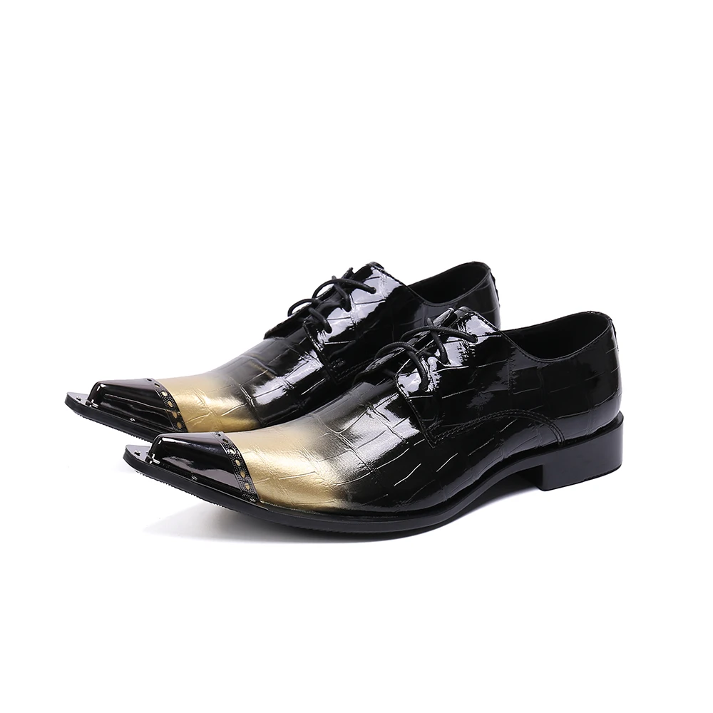 

Handmade High Quality Party Shoes steel-toed Men'S Dress Shoes Genuine Leather Lace up Pointed toe Wedding Shoes Size 47