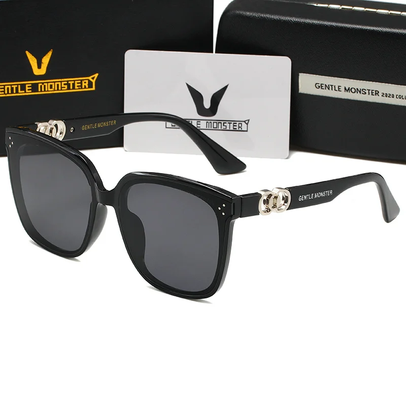 남녀공용 메탈 프레임 선글라스, 블랙 렌즈 안경, 운전 고글, UV400 A02, 2024 신상 패션 