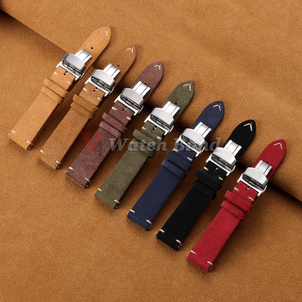 Luxurious Genuine Cowhide Suede Quick Release Watch Strap Bracelet