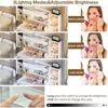 Makeup Vanity Desk ,with Mirror and Lights & Charging Station, Modern Glass Top Big Vanitys Table with 5 Drawers, Vanity Desk 6