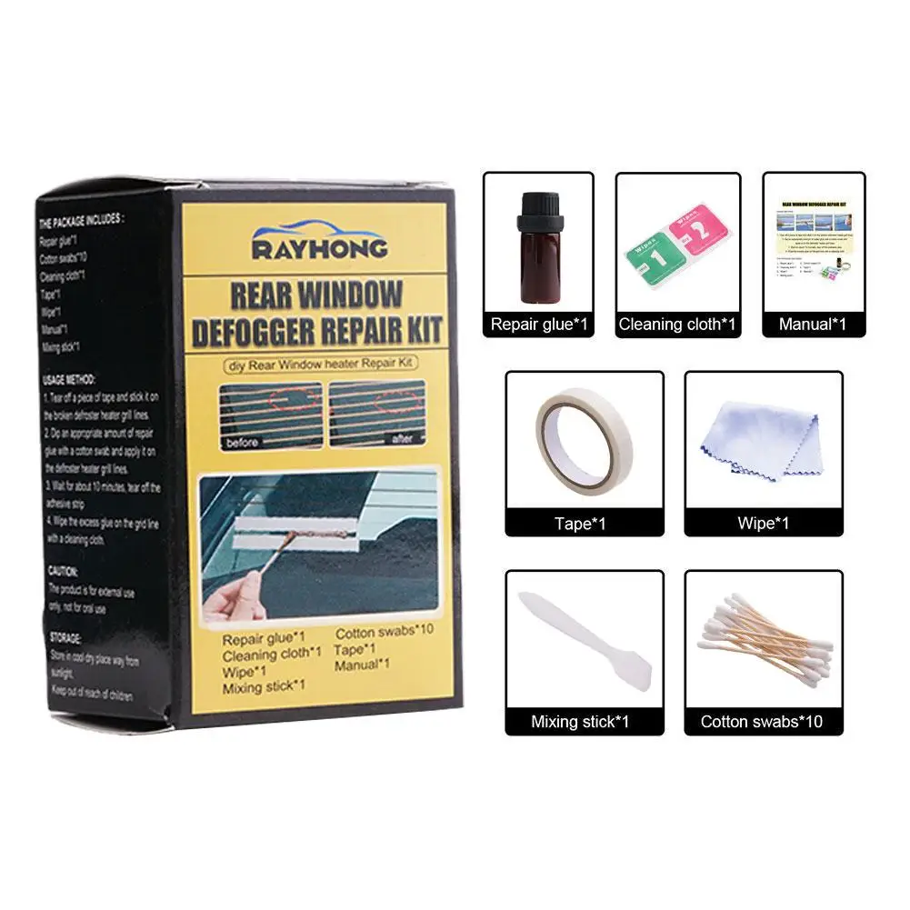 Car Rear Window Defogger Repair Kit Diy Quick Repair Scratched Lines Heater Care Defroster Broken Accessories Grid E3M9