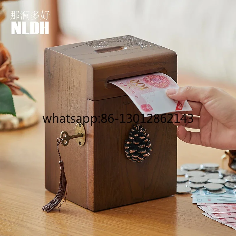 가정용 원목 저금통 창의적인 생일 선물은 잠금장치가 있는 큰 저금통으로는 권장되지 않습니다