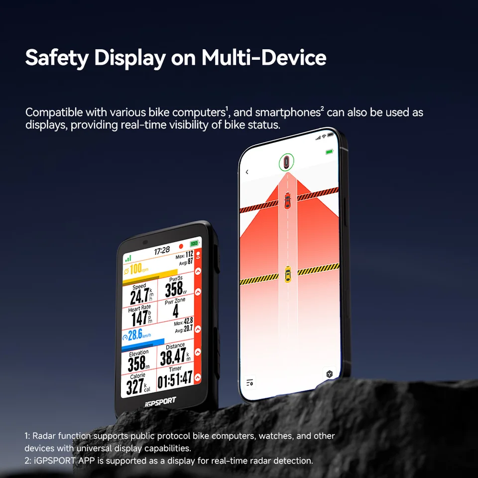 iGPSPORT SRmini レーダーテールライト ブレーキアラート付き IPX7防水