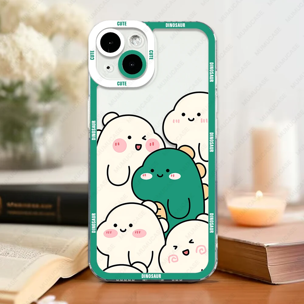 IPhone用のかわいいソフト恐竜ケース,16,15,14,13 pro max,12