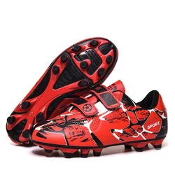 Youth Soccer Shoes - Athletic Outdoor Football Cleats - 37 (Red FG Sneakers)