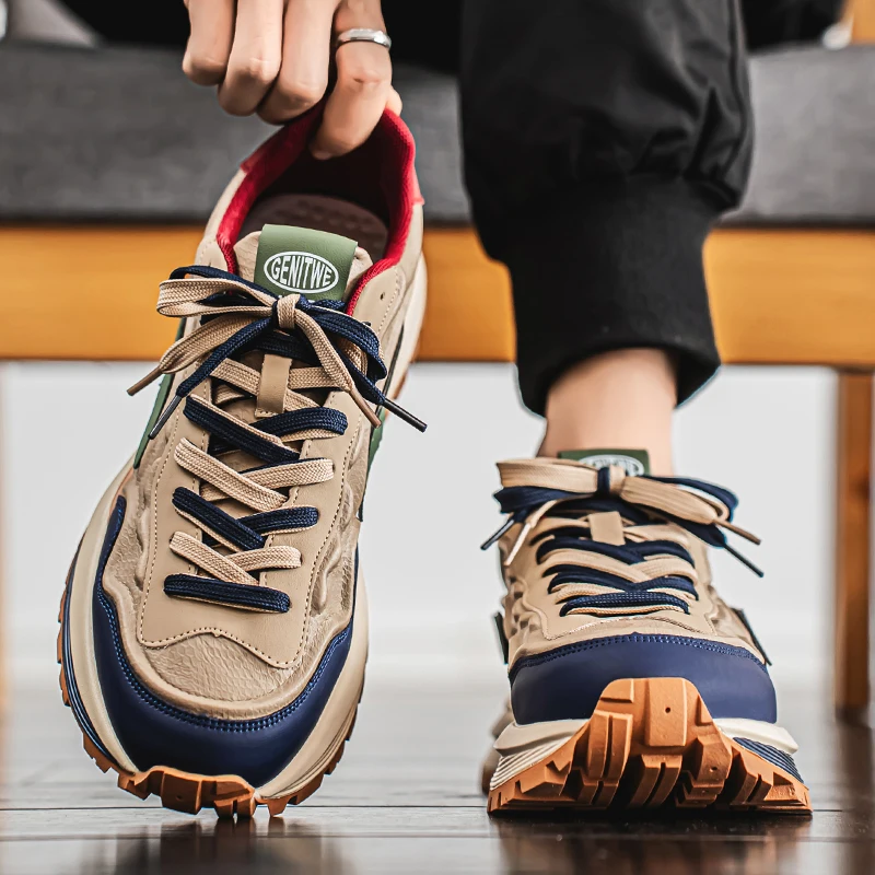 Fashion Vulcanized Sneakers For Men Street Style Platform Brand Casual Sneakers Men's Shoes Korean Walking British Shoes Male 6