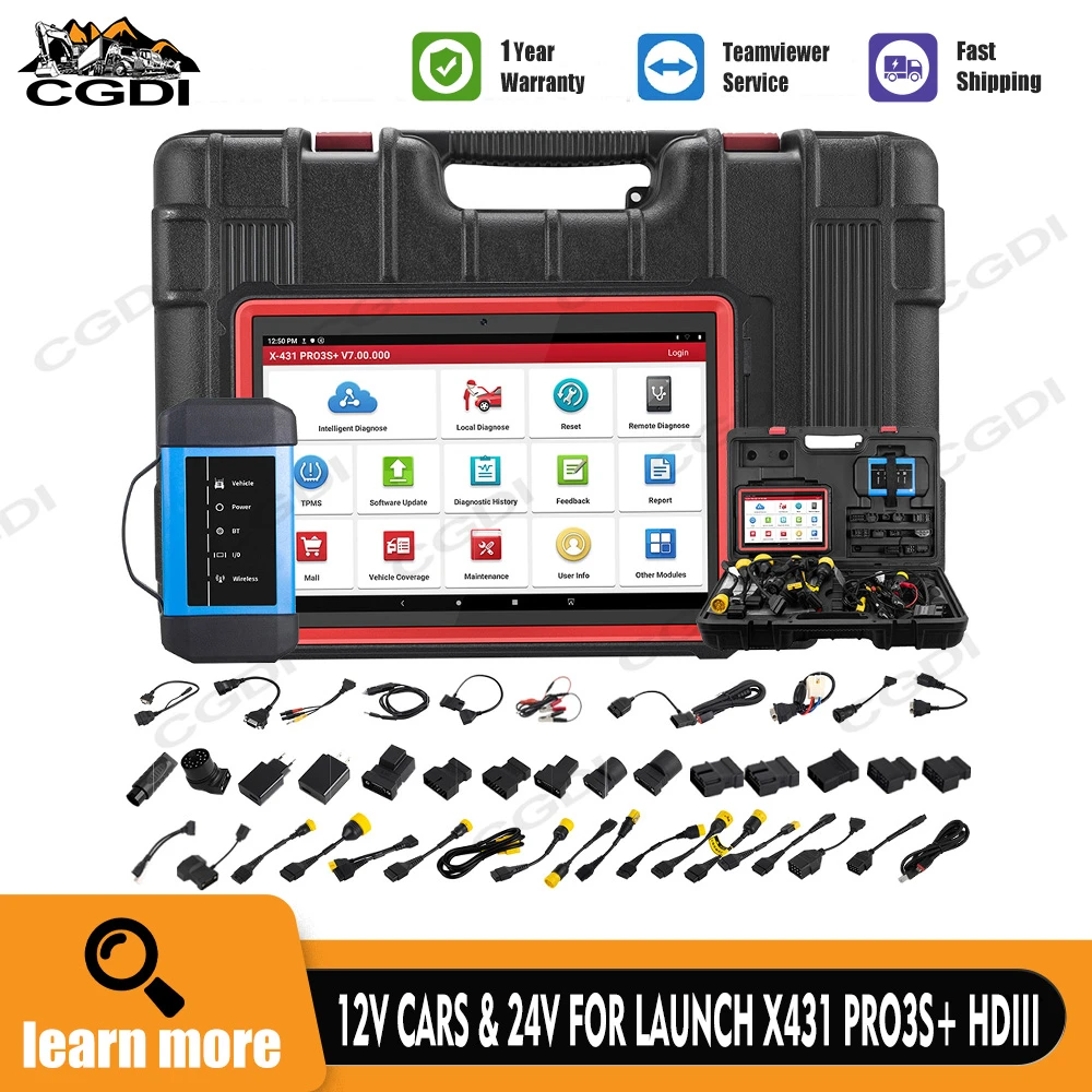 Herramientas de para camiones y coches, lector de código OBD2, prueba activa de codificación ECU, para LAUNCH X431 PRO3S + HDIII, 10,1 pulgadas, 12V, 24V| - AliExpress