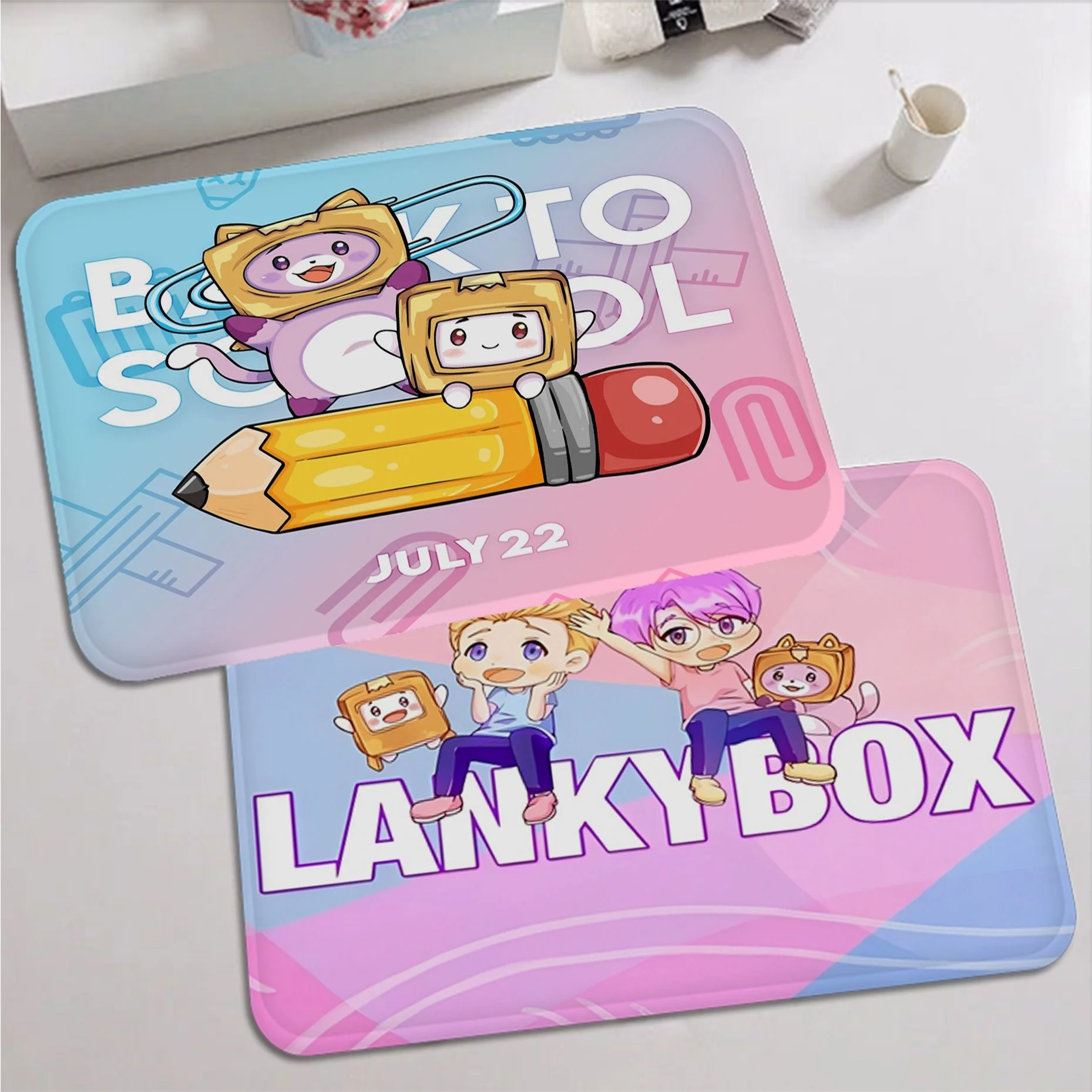 3D Lankybox Tappeti Lunghi Antiscivolo Assorbe L'Acqua Lunga Striscia Cuscino Bedroon Soggiorno Tappetino Zerbino Area Tappeto Tappeto Cartone Animato