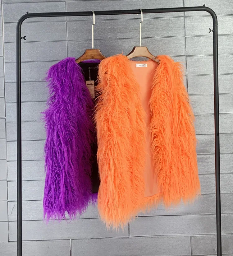 2024 Autumn New Fashion Women Middle Long Fluffy Colorful