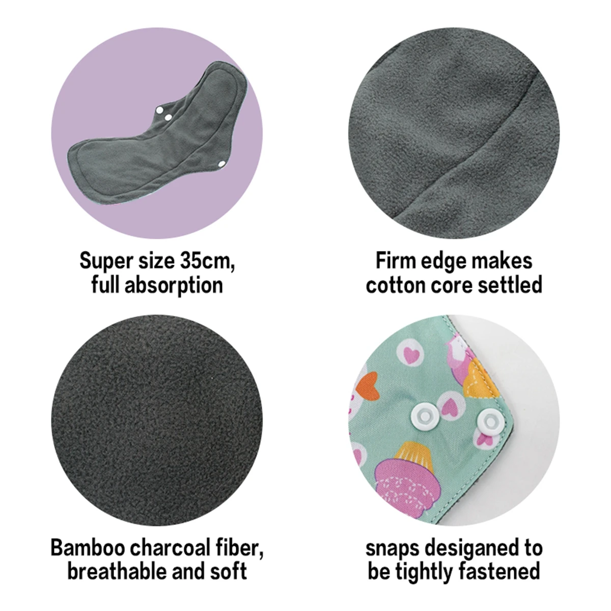 1Pc Heavy Flow Gaskets Reusable Menstrual Pads Female Hygiene Monthly Sanitary Pads Washable Sanitary Towels Health sanitary pads