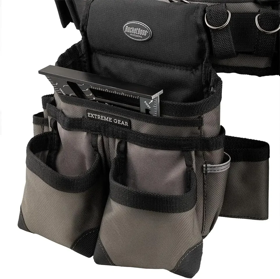 Boss Mullet Buster 3 Bag Tool Belt with Suspenders in Grey, 55135, Black, full size 5