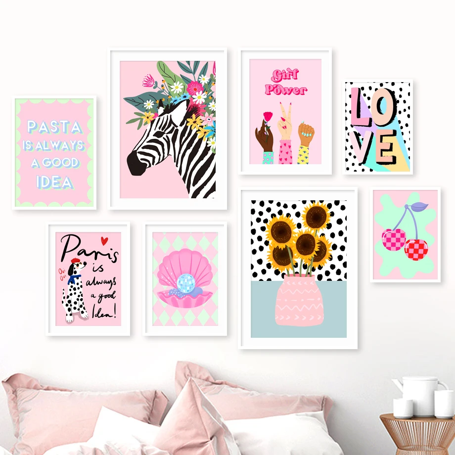

Zebra Bee Flower Sunflower Tulip, Cherry Girl, PowerCanvas Pastels, Wall Art Posters, Prints Wall Pictures, Living Room Decor