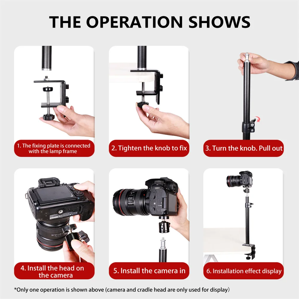 Desk Mount Stand DSLR Camera C Clamp Light Stand Photographic Light Boom With Ball Head for Phone Video Ring Zoom