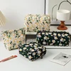 Ins Women's Canvas Makeup Organizer Bags Zipper Wash Skincare Storage Bag Case Daisy Embroidery Girl Pencil Case 1