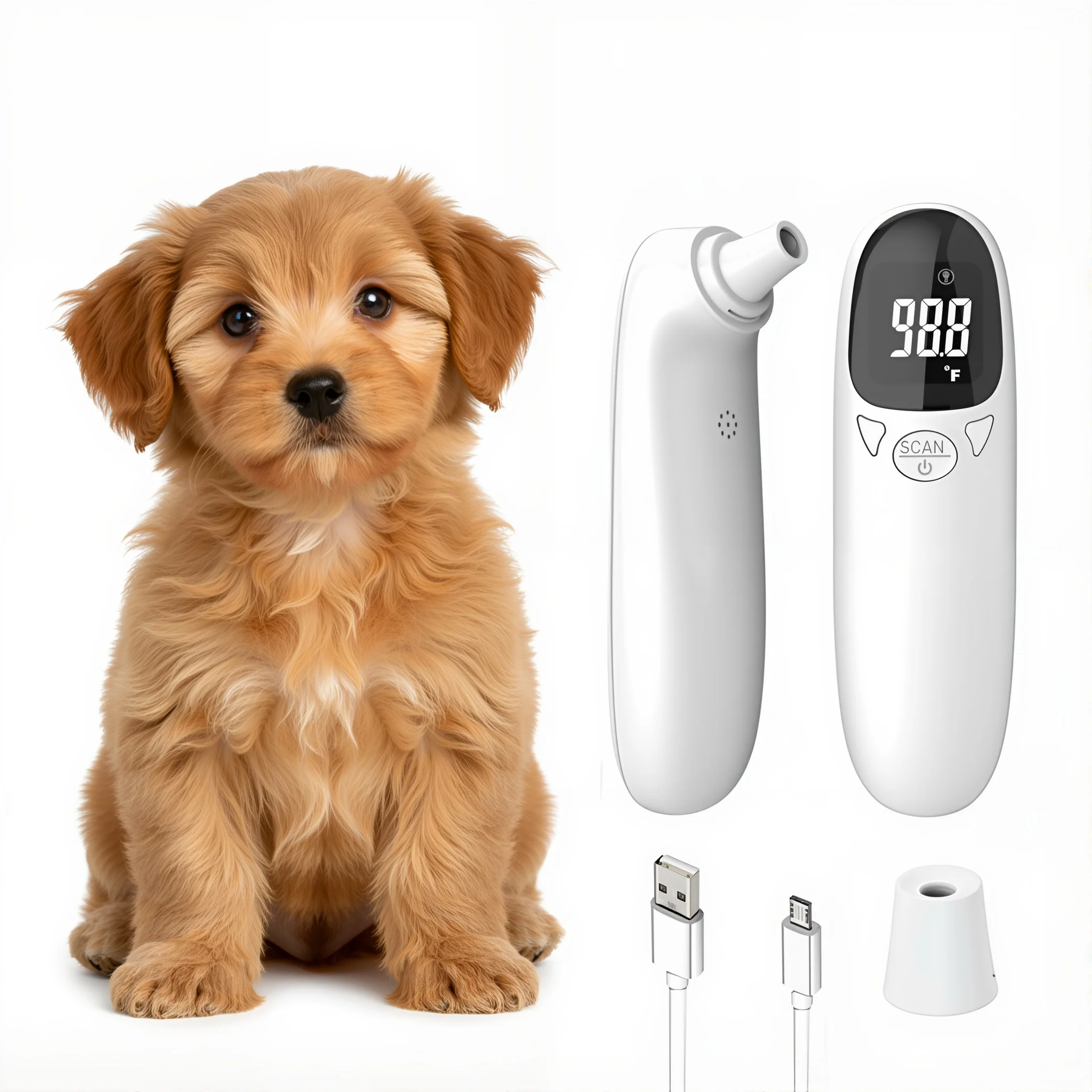 Digital Pet Thermometer Fast & Accurate Cat and Dog Ear Temperature Monitor Pet Only Thermometer Dog and Cat Ear Care Supply
