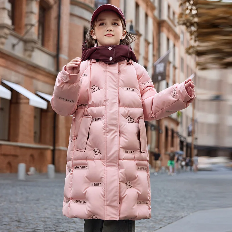 OLEKID 2025 Winter Down Jacket For Girls Thick Warm Long