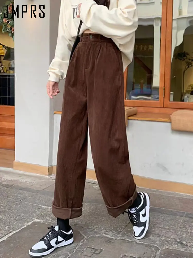 JMPRS-High-Waist-Women-Vintage-Corduroy-Pants-Straight-Casual-Spring ...