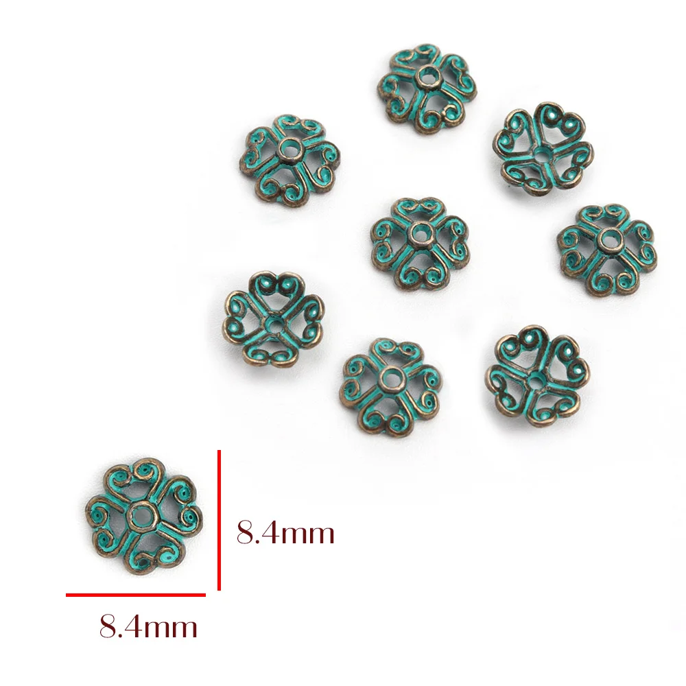 50PCS 10 Stile Gemischte Antike Grüne Farbe Metall Spacer Bead Cap Für Diy Schmuck Machen Zubehör Groß Versorgung Großhandel – Detail 15