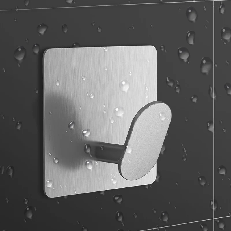 4/1pcs Stainless Steel Bathroom Robe Hooks Adhesive Wall Hook Towel holder Bathroom Kitchen Hardware Multi-Purpose Hanger Hook 2