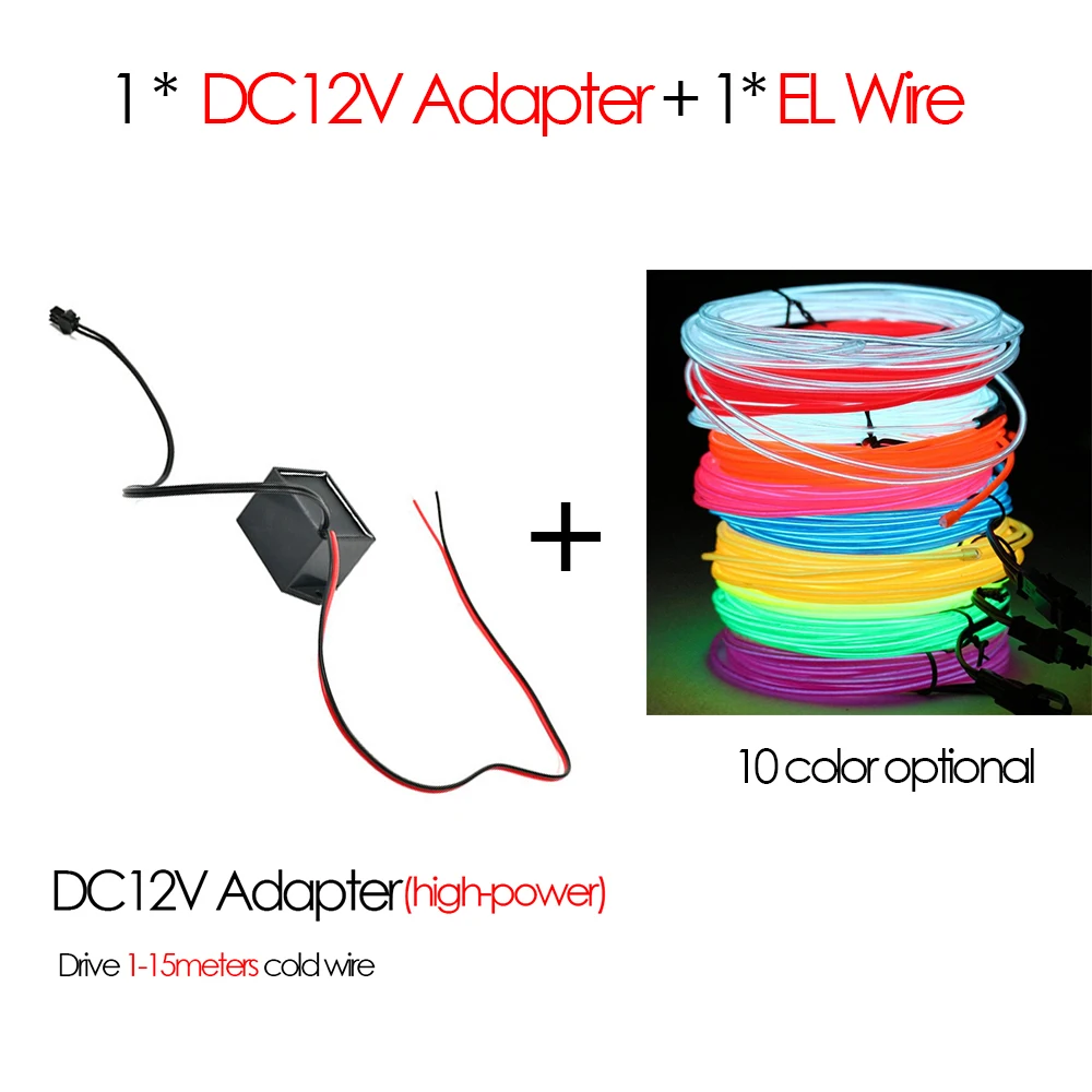 thumbnail image 1 of Tira de luces de neón con cable EL, tubo de iluminación con cable EL, cuerda de luces para bricolaje, fiesta de Halloween, Navidad, bar, disfraz de cosplay, 1 of 5
