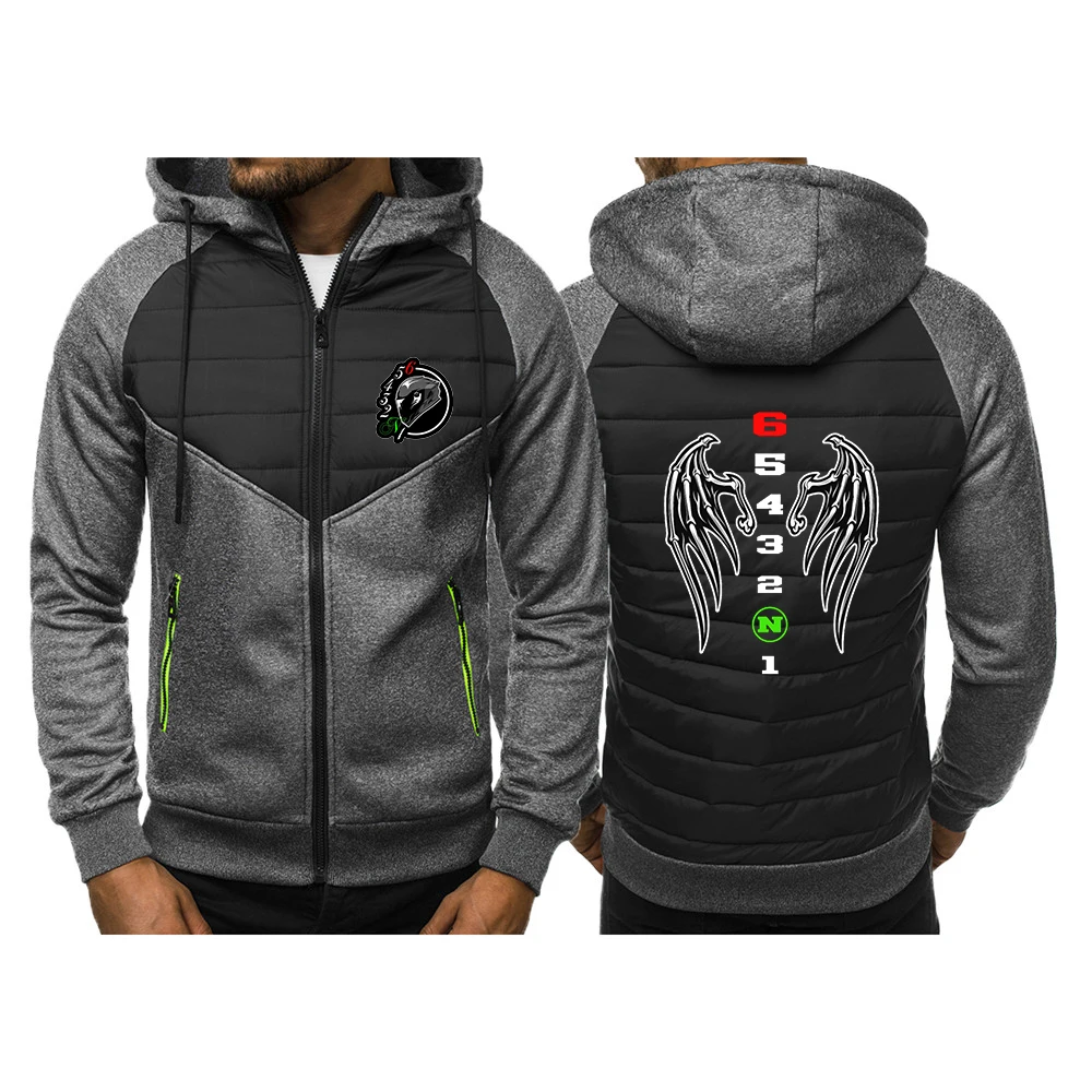 Spring Autumn Men's Manual Transmission 1N23456 Motorcycle Print Comfortable Splicing Cotton Jacket Coat