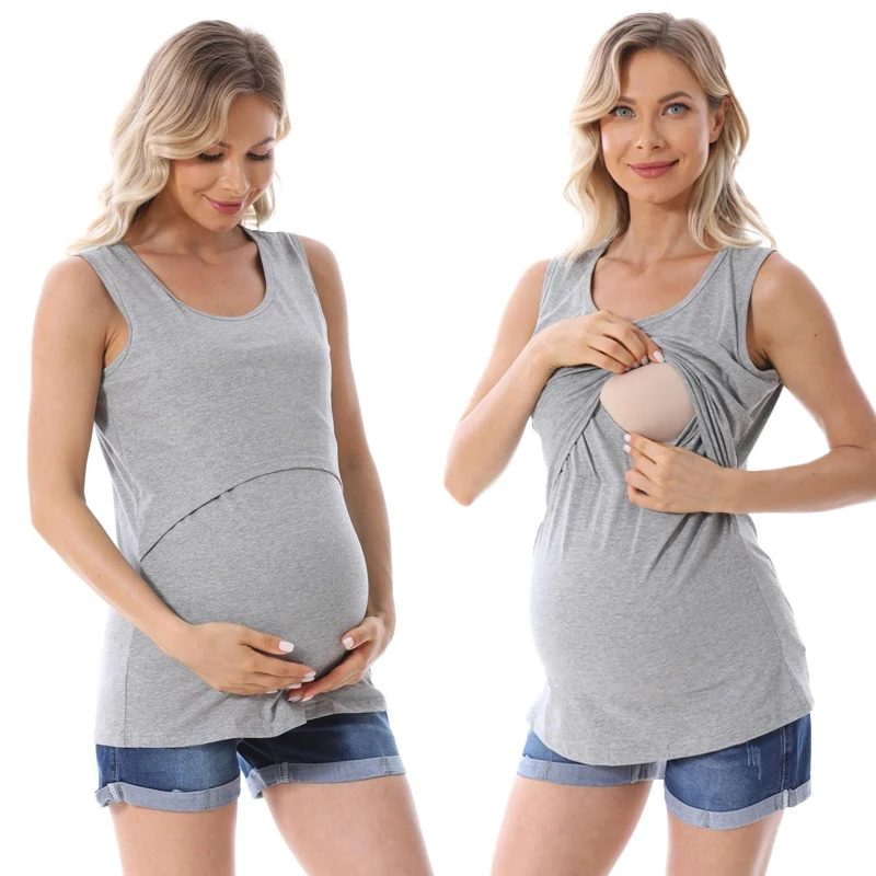 Maternity Nursing Vest Breastfeeding Tank Top Pregnancy T-shirt Lactation Sling Camisole Feeding Underwear