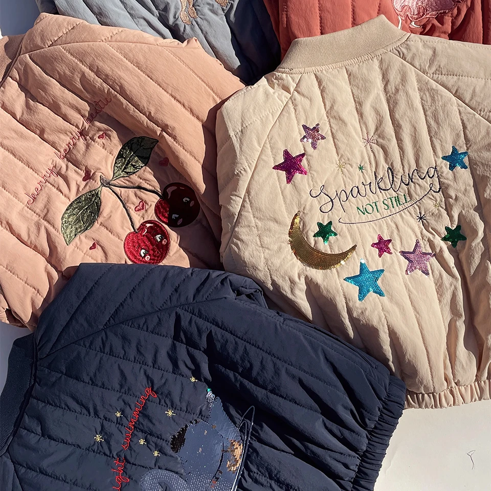 Kids Jackets Kids Coats Autumn Winter Children's Embroidery Jackets Girls' Cotton Outerwear Baby Clothes Boys' Plus Fleece Coats Kids' Clothing
