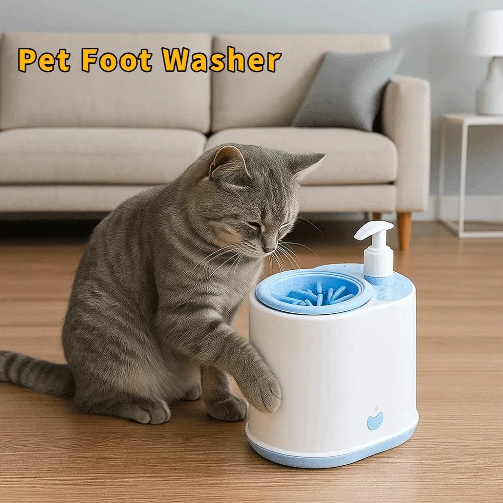 2 in 1 Automatic Pet Foot Washer Detachable Silicone Pet Paw Washing Cup with Soap Dispenser Quickly Wash Pet Paw Washer