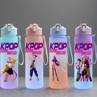 K-Pop: Demon Hunters Anime Character Water Cup Large Capacity Outdoor Portable Rope Drinking Bottle Gift for Boys and Girls
