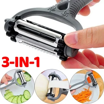 3In1 Vegetable Fruit Peeler Grater Multi-functional Stainless Steel Rotary Julienne Potato Carrot Vegetable Cutter Kitchen Tools