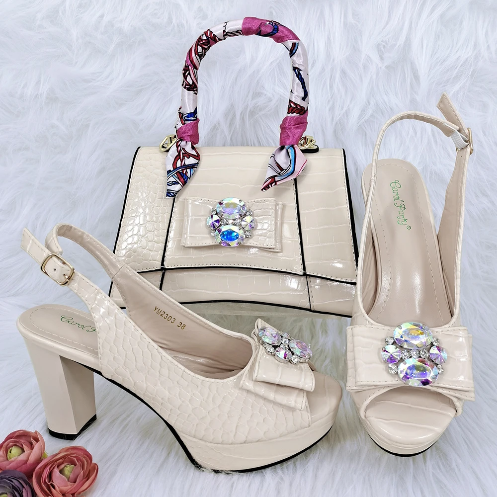 Doershow New Arrival Shoes and Bag Set African Sets 2023 purple Nigerian Women Shoes and Matching Bags Set for wedding!  HFG1-29