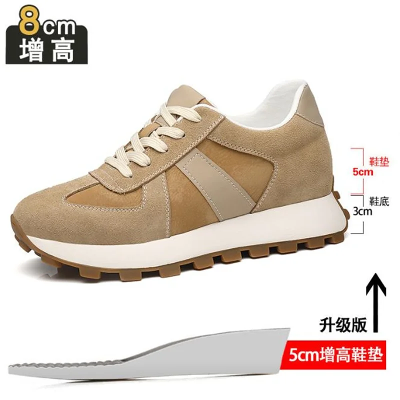 3cm 6cm 8cm 남성 캐주얼 스니커즈 남성 소가죽 스웨이드 키높이 운동화 남성용 키높이 스포츠화 37-44